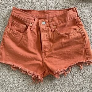 Levi’s orange destroyed shorts